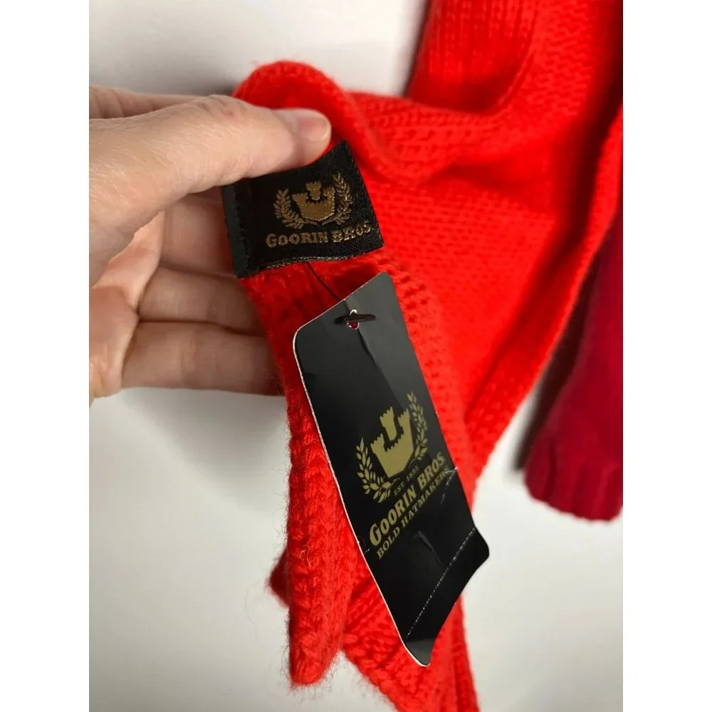 Goorin Bros Wool Cashmere Angora Blend Scarf Half Color Block Red New